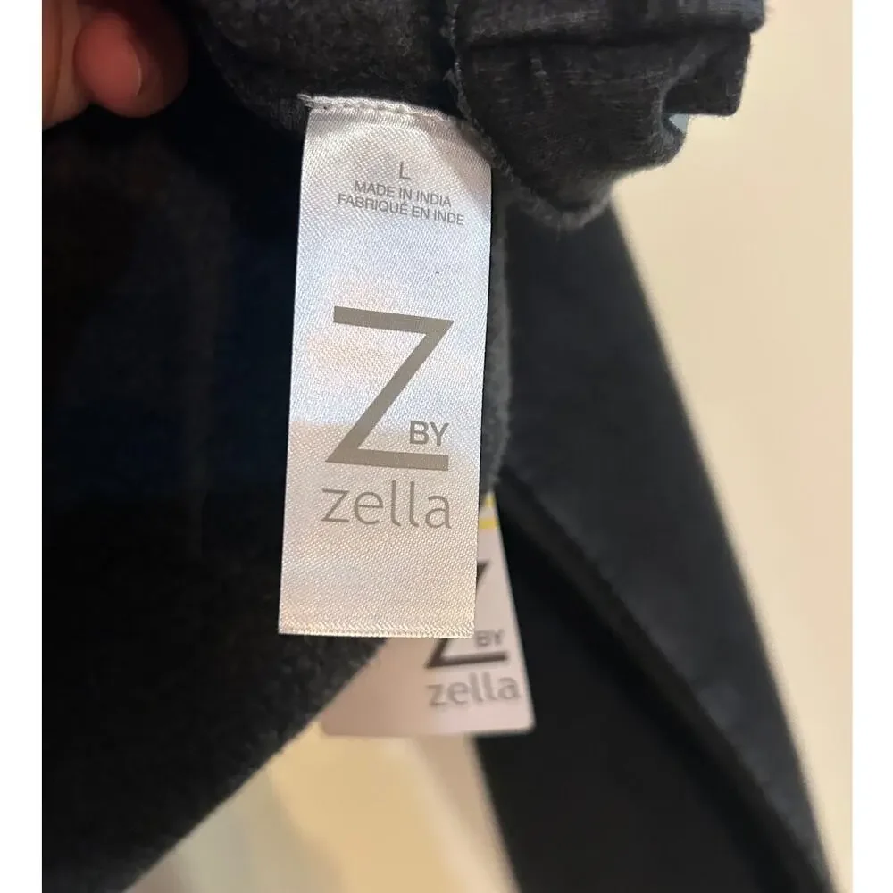 NWT Z by Zella Black Cropped Hoodie SIZE L Drop Shoulders Raw Hem